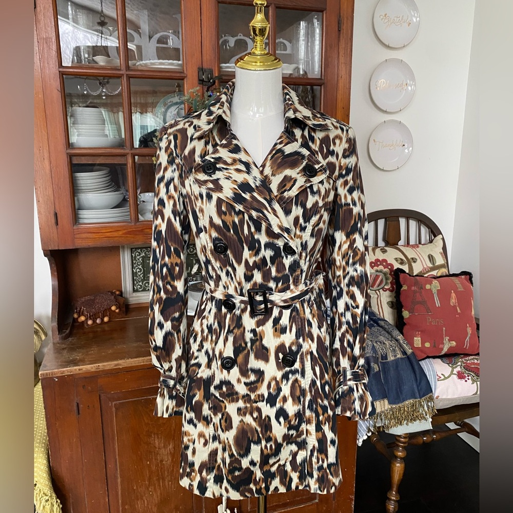 2b bebe Animal Print Trench Coat Size S